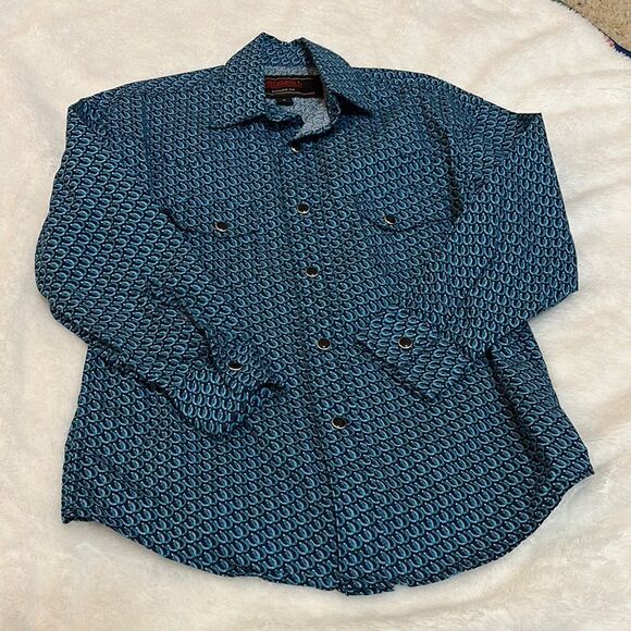 Rock & Roll Denim Modern Fit Western Button Down with horseshoes print - Picture 1 of 6